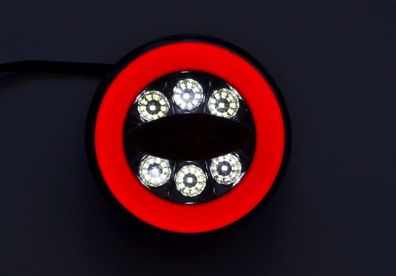 Runde Multivolt LED-Neon-Heckleuchte (Hamburger), 12/24 V, 140 x 45 mm, 4 Funktionen