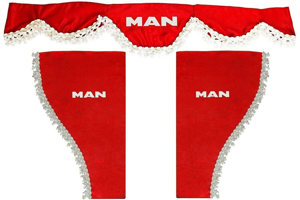 Rideaux pour camion – jeu de 3 pièces adapté pour MAN, rouge