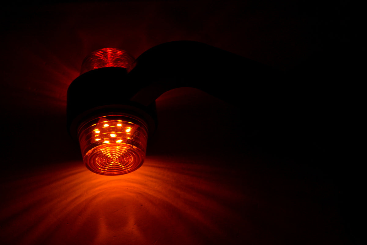 Feu de gabarit latéral à LED avec bras coudé en caoutchouc, rouge/jaune, 12/24 V