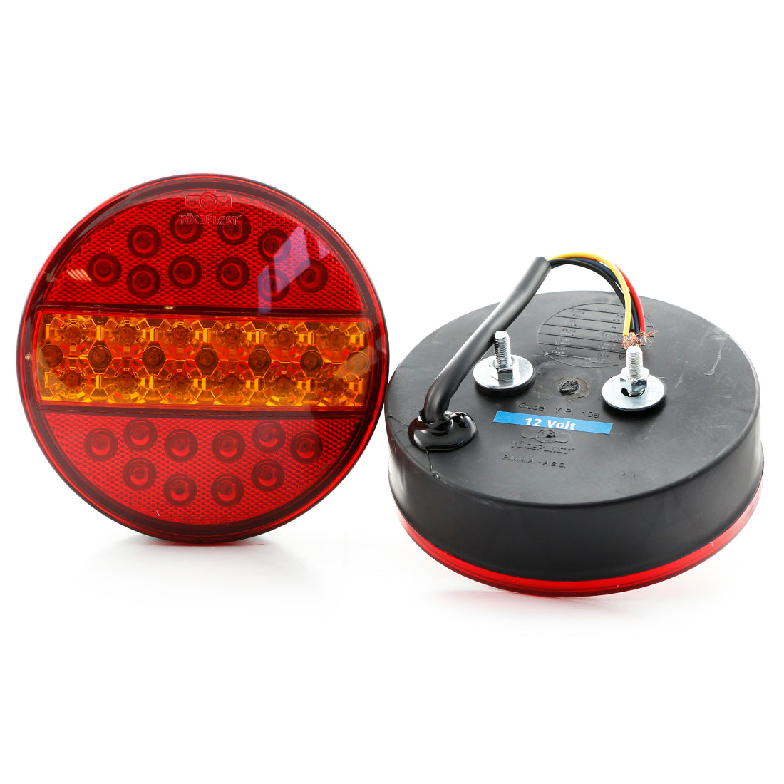 Feu arrière LED type hamburger, rouge/jaune, 12 V, 140 x 40 mm