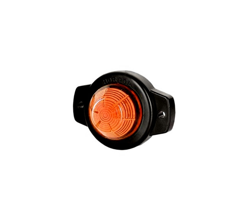 Petit feu de gabarit latéral rond à LED, lentille jaune, base noire, diamètre 43 mm