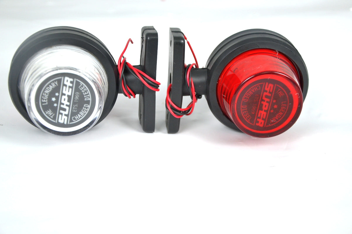 Neon-Seitenmarkierungsleuchte, kurzer Arm, rot/weiß, 12/24V, 110 x 90 mm