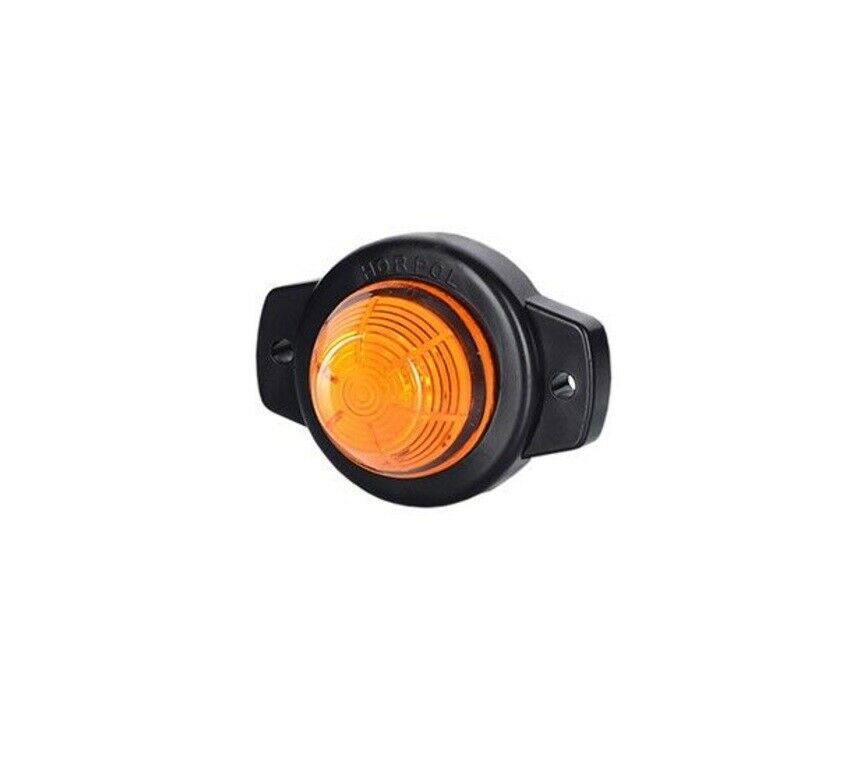 Petit feu de gabarit latéral rond à LED, lentille jaune, base noire, diamètre 43 mm