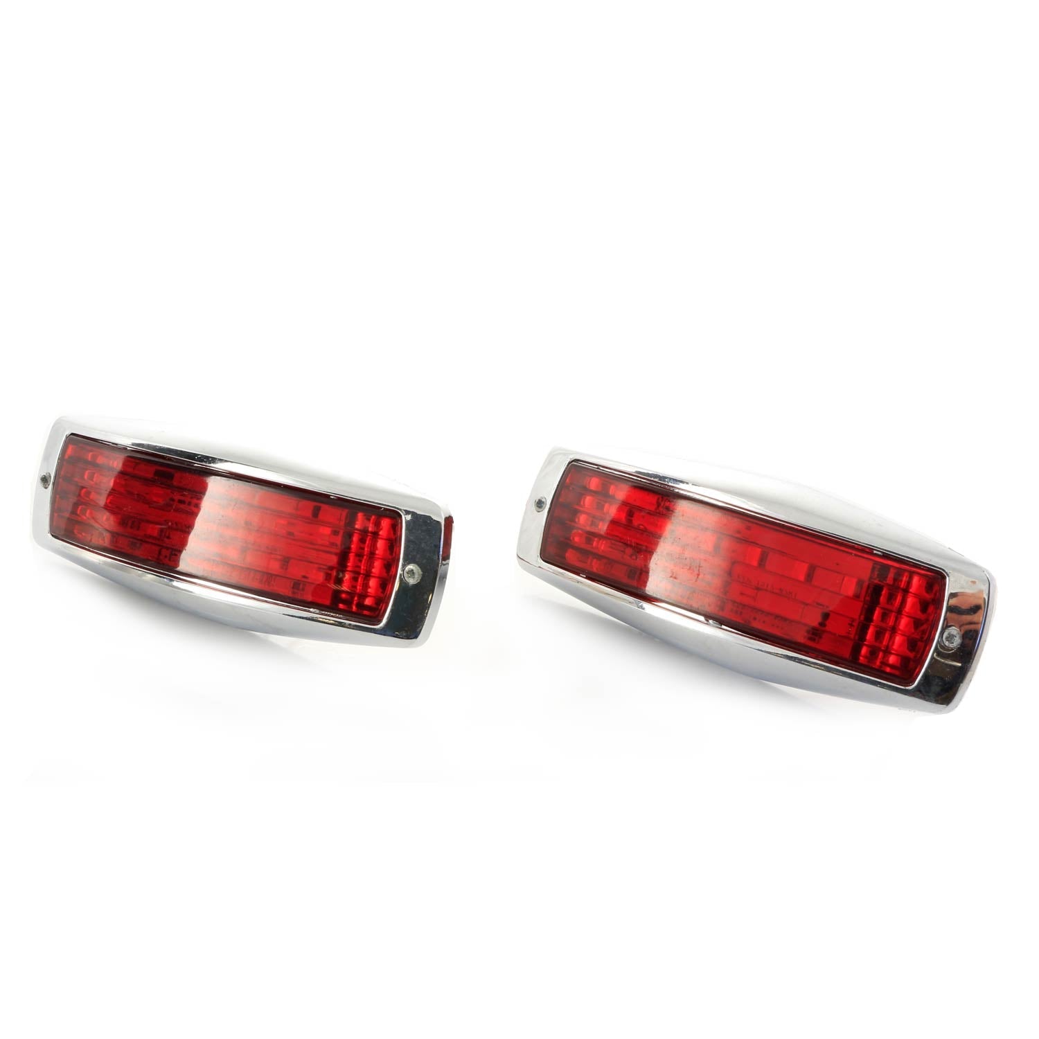 Feu de gabarit latéral LED chrome-nickel, cabochon rouge, 12 LED SMD blanches, 24 V, entraxe de fixation 108 mm