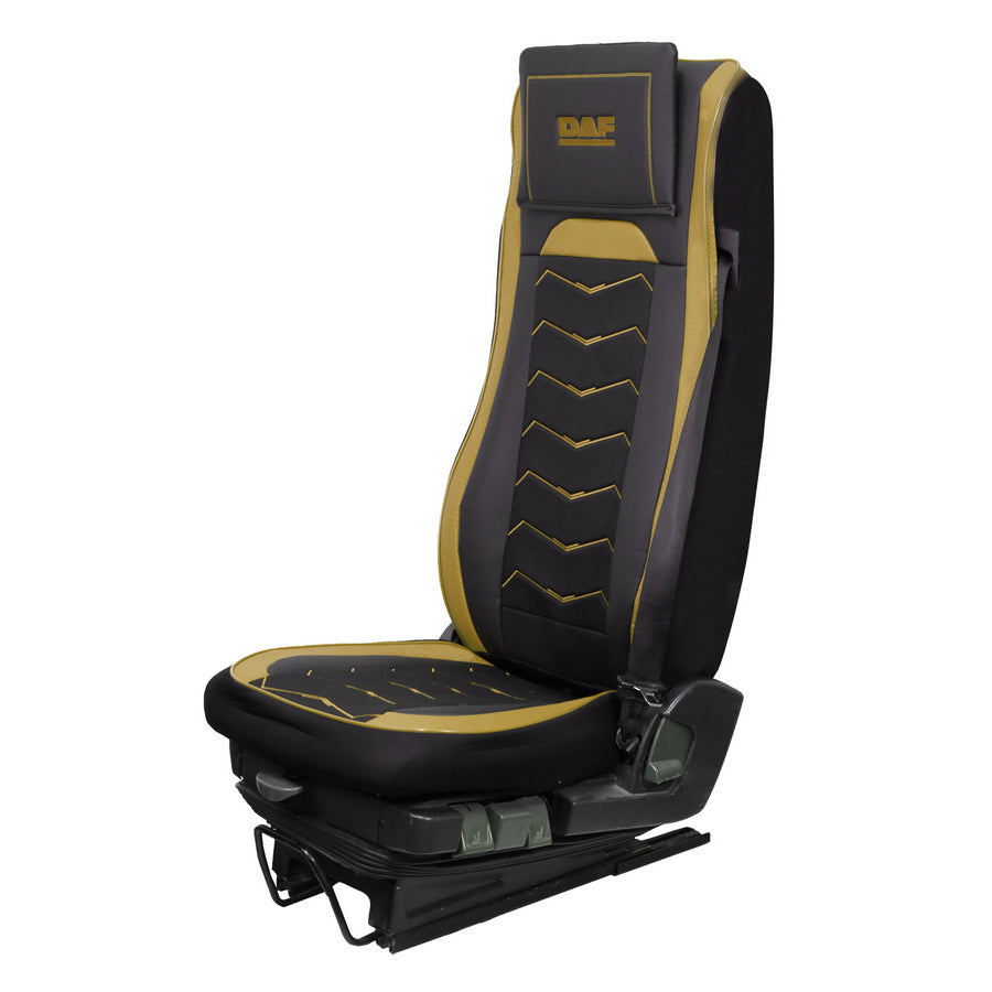 Housses de siège – adapté pour DAF XG, noir et beige, cuir et Alcantara