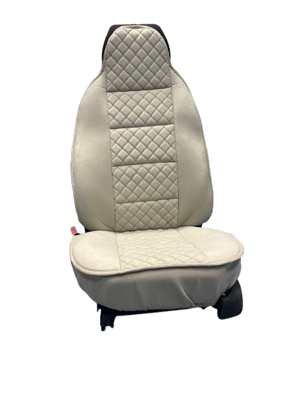 Калъфи за автомобилни седалки с масажиращ ефект, Alcantara и кожа, бежови, комплект 2 броя