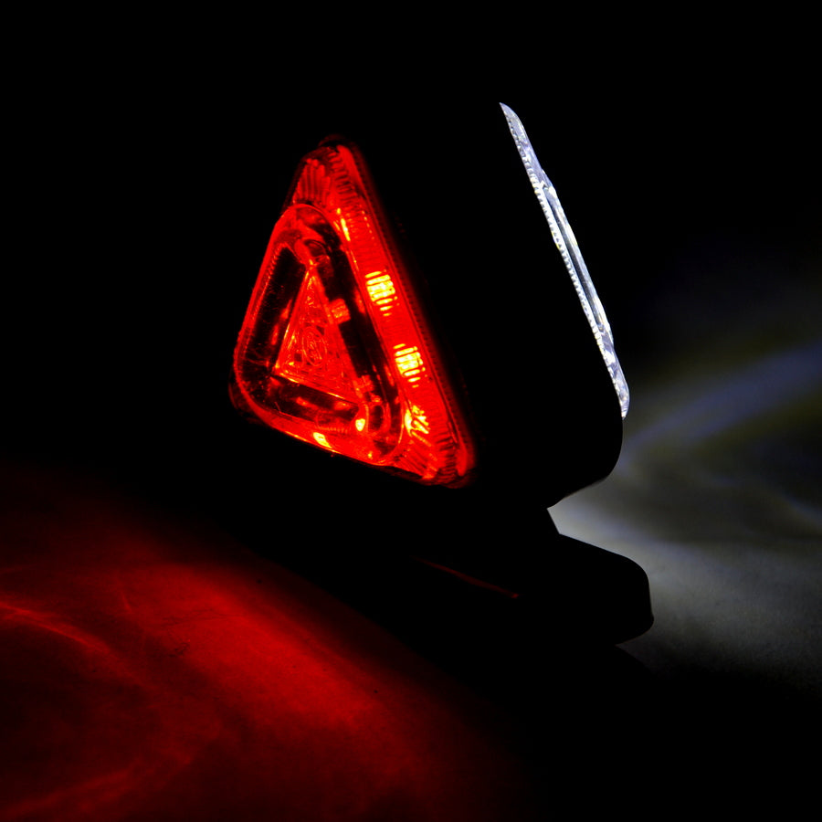 Feu de position LED triangulaire, 18 diodes, rouge/blanc, 12V/24V