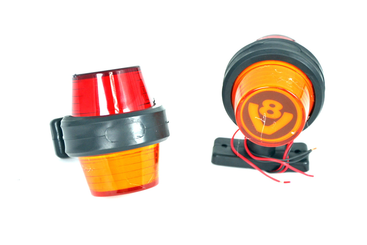 Paire de feux de gabarit néon, logo V8 rouge/jaune, 12/24 V, 110 x 90 mm