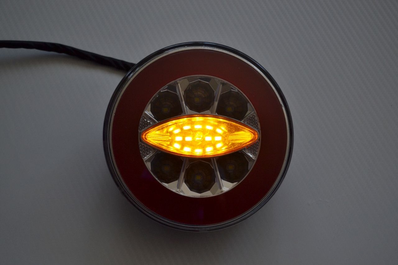 Runde Multivolt LED-Neon-Heckleuchte (Hamburger), 12/24 V, 140 x 45 mm, 4 Funktionen