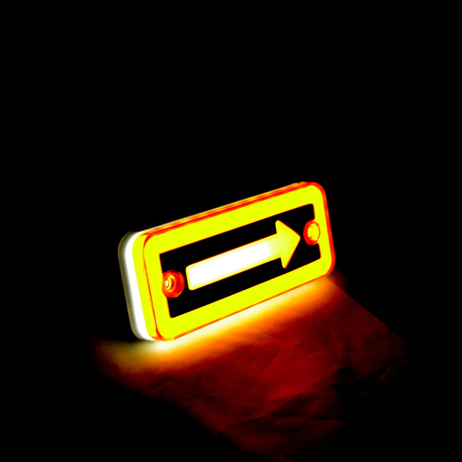 Feu de gabarit latéral LED néon orange, motif flèche, 24V