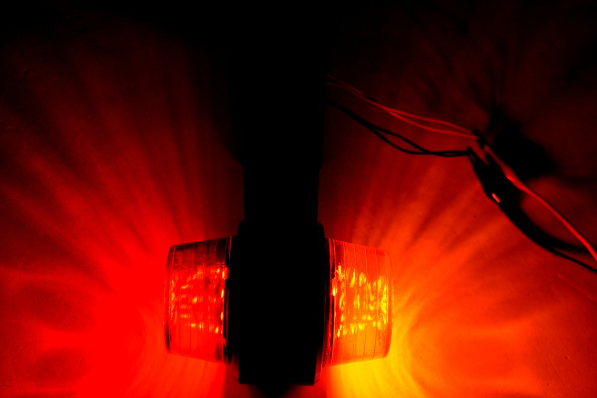 Feu de gabarit latéral à LED avec bras coudé en caoutchouc, rouge/jaune, 12/24 V