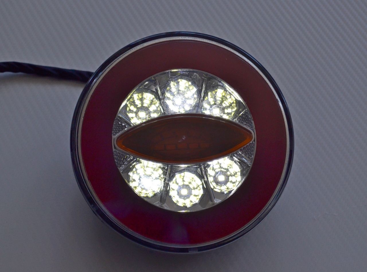 Runde Multivolt LED-Neon-Heckleuchte (Hamburger), 12/24 V, 140 x 45 mm, 4 Funktionen