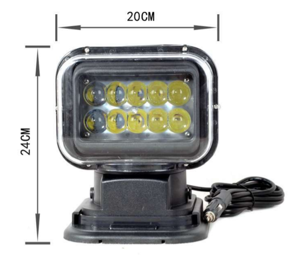 LED Combat Spotlight Floodlight, 50W 10x5W CREE, 12/24V, Remote Control