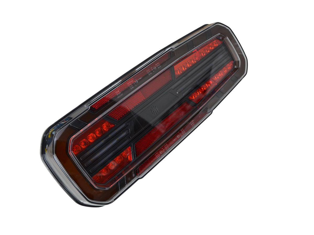 Feu arrière droit LED néon avec clignotant dynamique, 12/24 V, IP6K9K, 402,7×141,6×69,7 mm