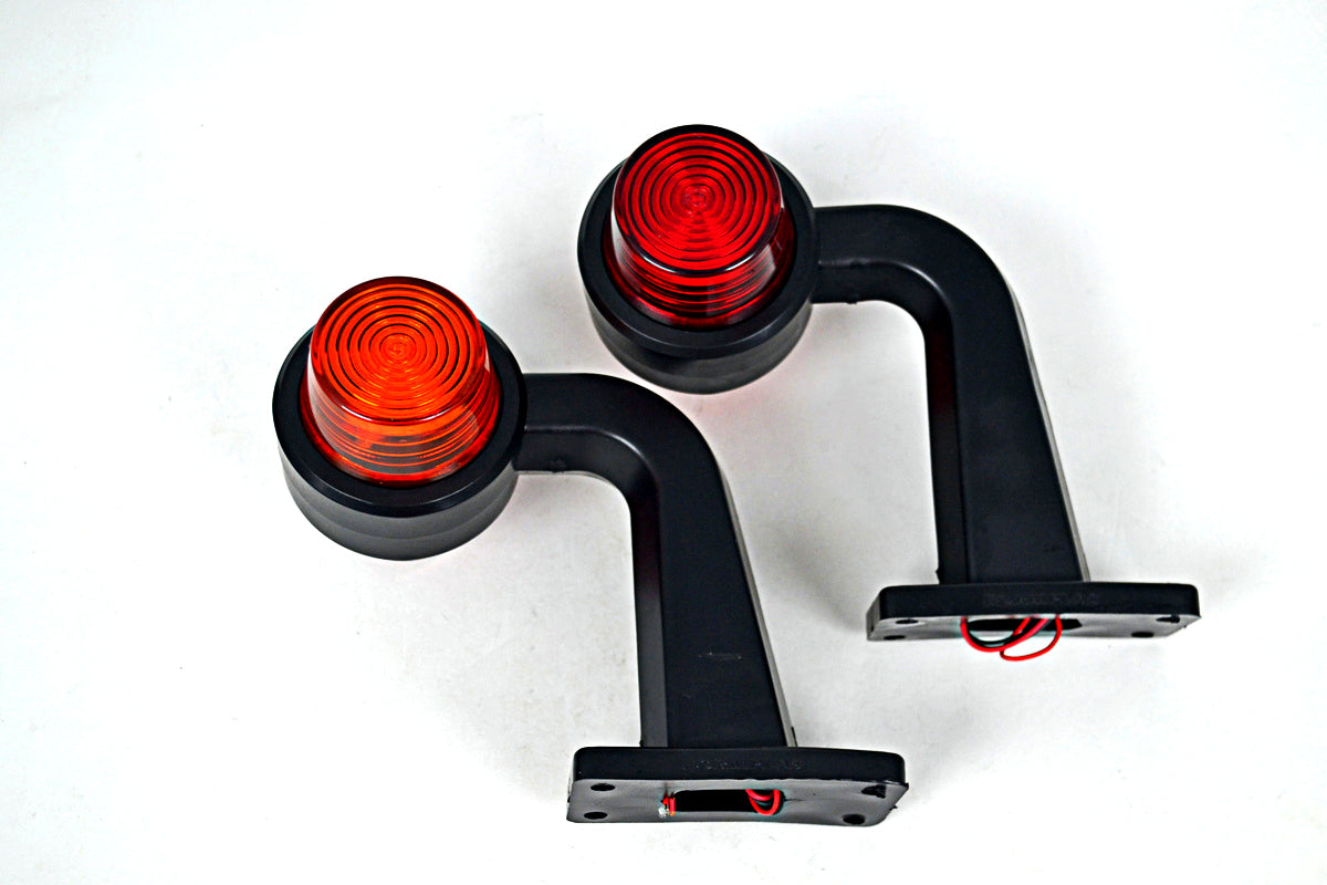 Feu de gabarit latéral à LED avec bras coudé en caoutchouc, rouge/jaune, 12/24 V