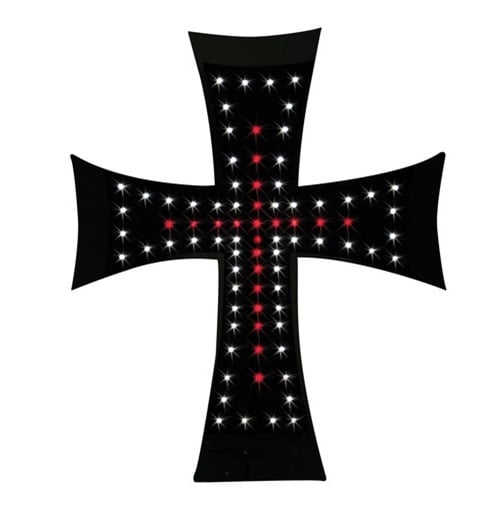 Croix LED, 81 LED, 24 V, rouge, hauteur 25 cm pour véhicules utilitaires