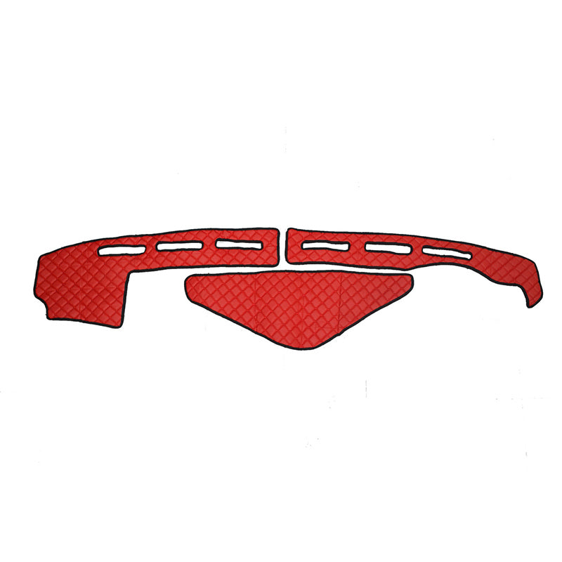 Tapis de tableau de bord en cuir synthétique (éco-cuir) – Conduite à droite, rouge, adapté pour Renault T avec capteur, cabine High Sleeper (2013+)