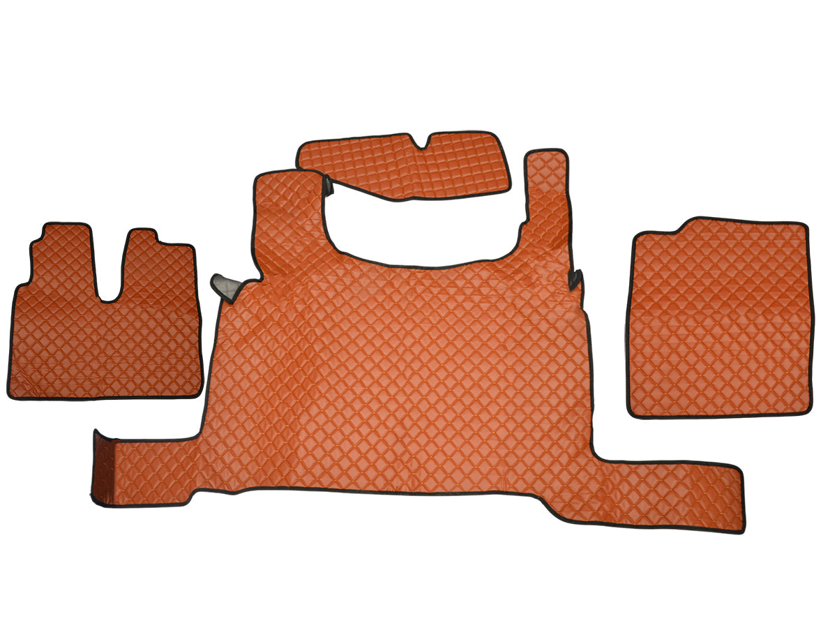 Καφέ πατάκια δαπέδου από τεχνητό δέρμα (eco leather) – κατάλληλο για MAN TGX (από 03.2021), χωρίς ADR floor brake