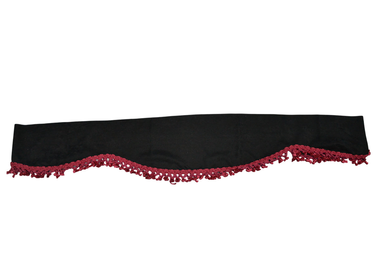 Εμπρόσθια Κουρτίνα Παρμπρίζ Φορτηγού, Μονό Τεμάχιο Τύπου Πρόσθιου Σκιάδιου, Μαύρη με Μπορντό Φουντάκια