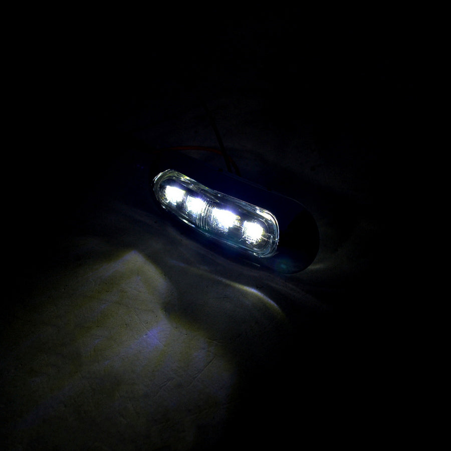 Feu de gabarit à LED blanc, boîtier chromé, 4 LED, feu de position 12 V