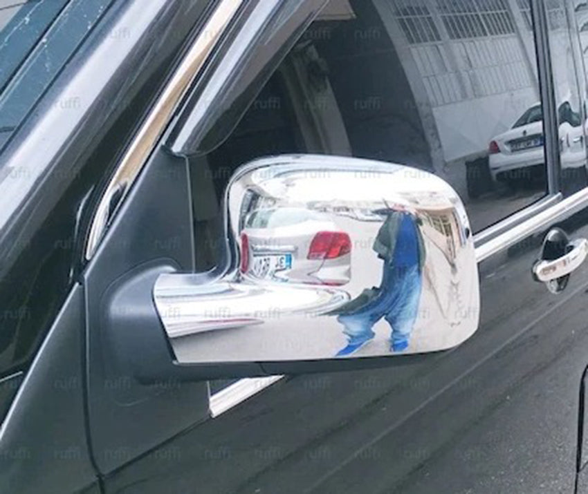 Coques de rétroviseur chromées – adapté pour VW Transporter T5 2003–2010 et VW Caddy 2004–2015, plastique ABS, jeu de 2