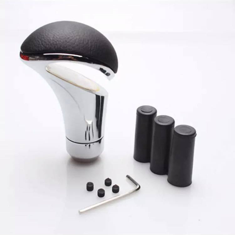 Cobra-Style Gear Shift Knob, Aluminum, Black Leather, Universal Manual