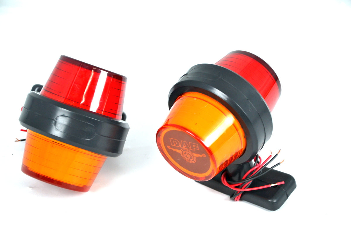 Neon-Positionsleuchte Rot/Gelb Kurzes Horn 12/24V 110 x 90 mm Gummifuß