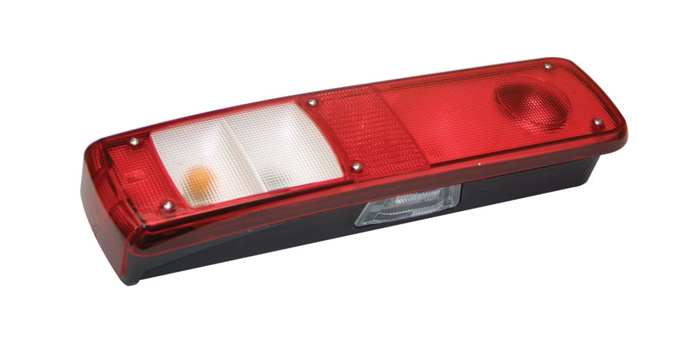 Αριστερό πίσω φανάρι συνδυασμένων λειτουργιών – κατάλληλο για Renault Premium, Volvo και DAF, 500×130×90 mm, σύνδεσμος AMP, απόσταση μπουλονιών 150 mm