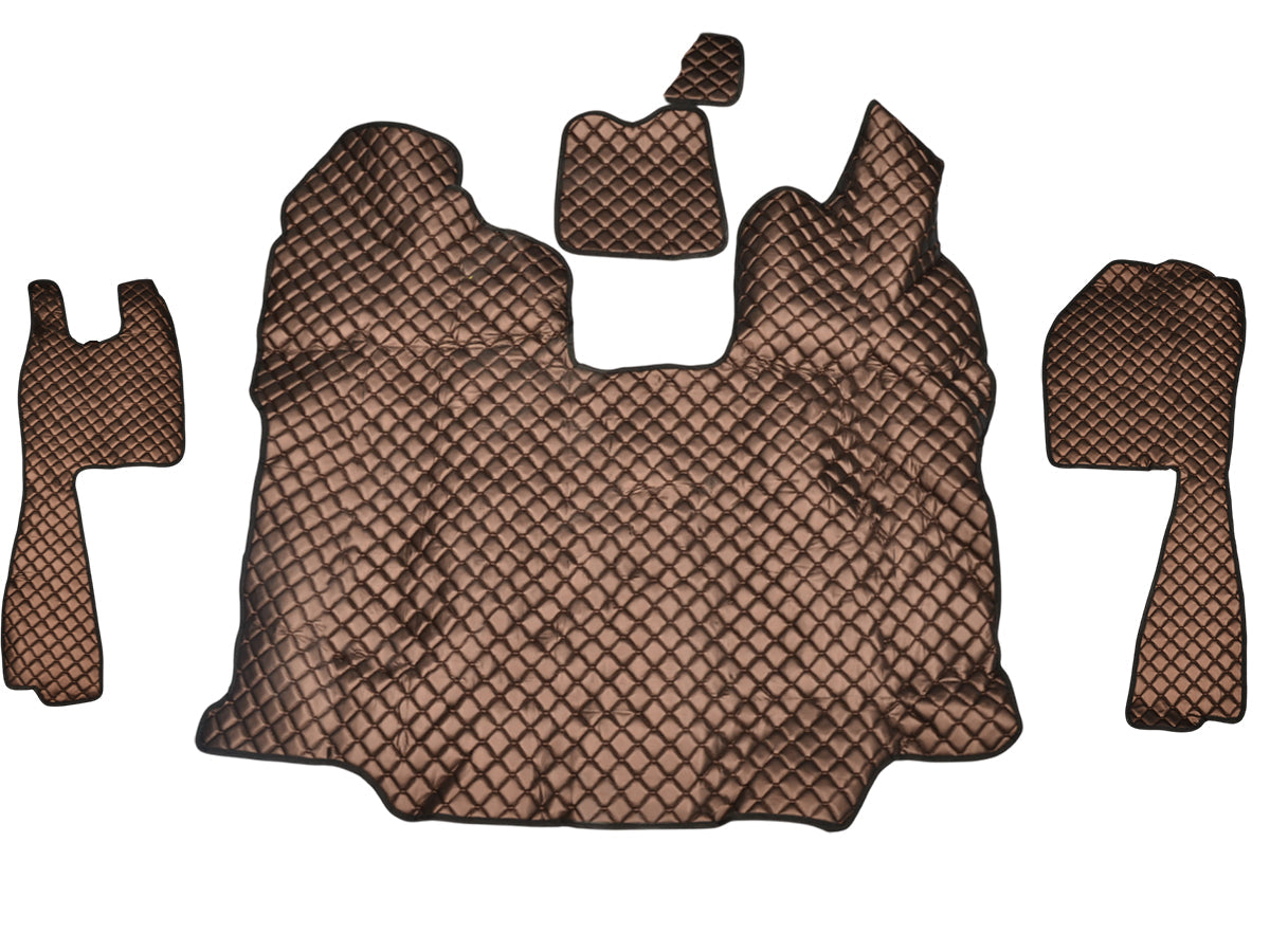 Leder-Fußmattensatz – geeignet für Scania R mit Normal-Sitzen, Automatikgetriebe, 2010–2019, Kupfer