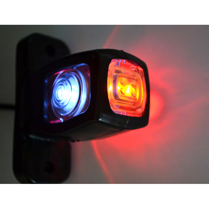 Feu de gabarit rectangulaire triple LED, 12/24 V, 103×84×33 mm, blanc/orange/rouge