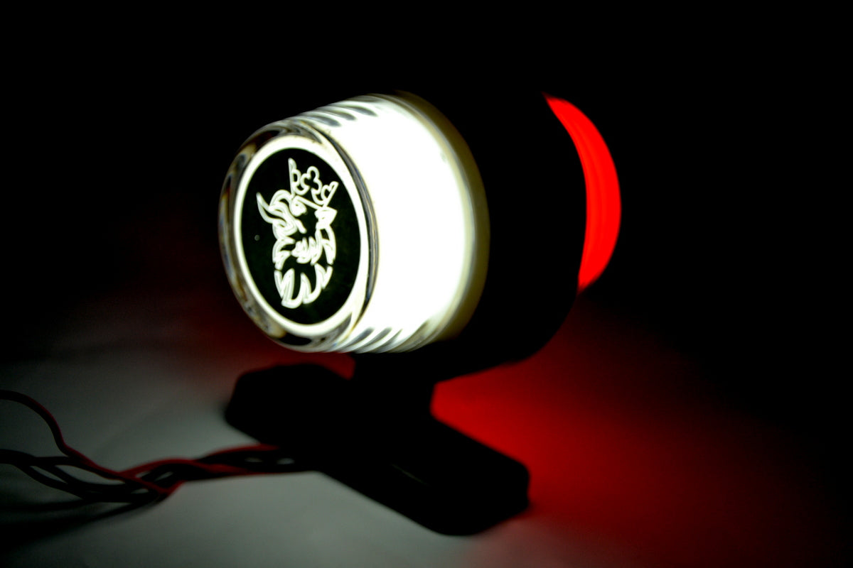 Feu de position latéral néon – type corne courte, rouge/blanc, 12/24 V, adapté pour logo Scania