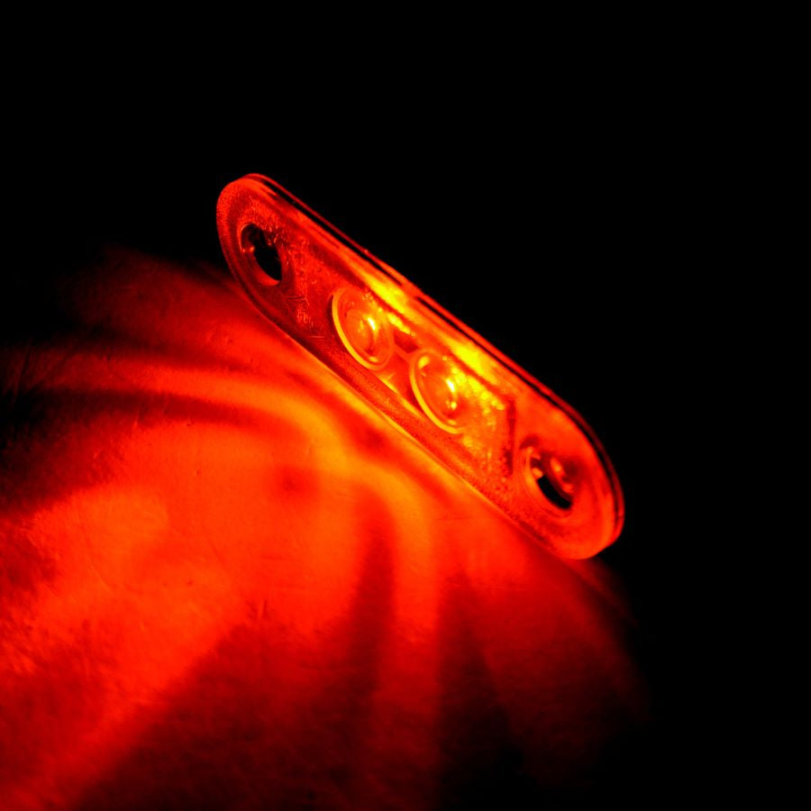 Feu de position LED clignotant, 2 LED SMD, double embase noire, cabochon blanc, ambre, 12/24 V, 79 x 23 mm