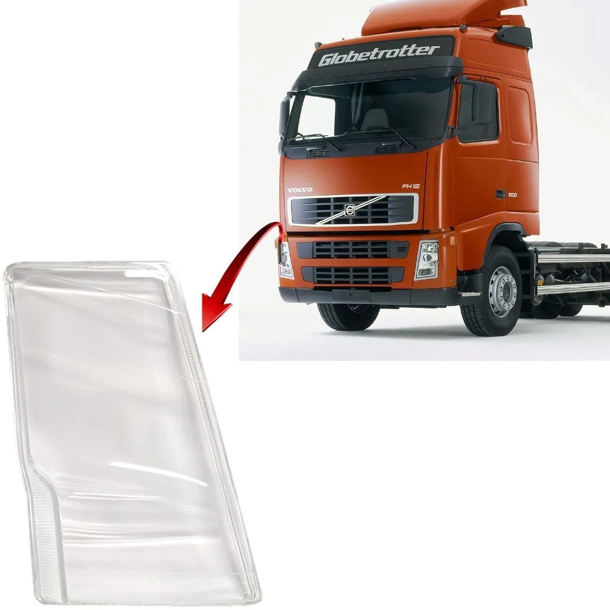 Glace de phare droite – adaptée pour Volvo F16, 2004+