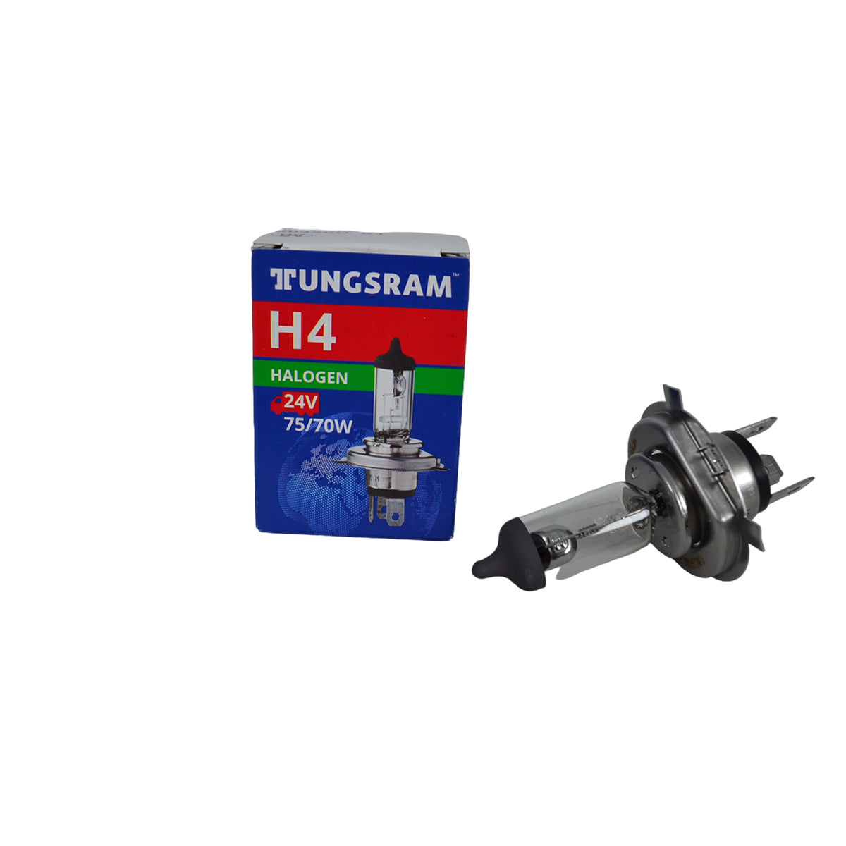 Tungsram H4 Halogenlampe, 24 V 75/70 W, Sockel P43t-38 für Kfz-Scheinwerfer