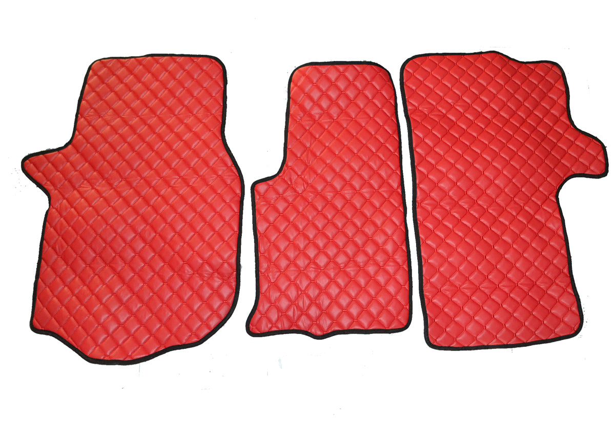 Leather Floor Mats – suitable for Volkswagen Crafter II (2016–), 1+2 Seats, Red