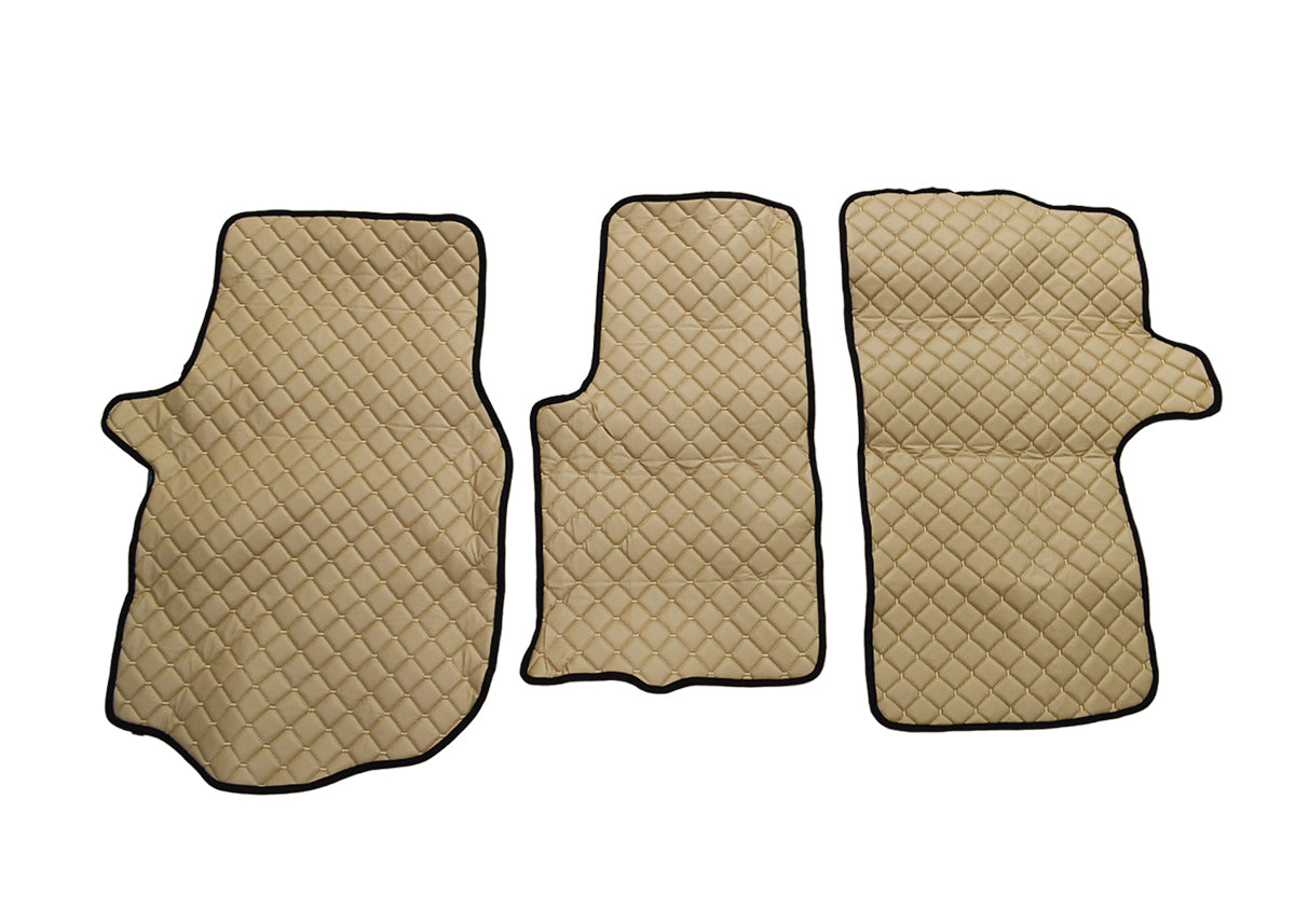 Beige Leather Floor Mats – suitable for Volkswagen Crafter II 2016, 1+2 Seats