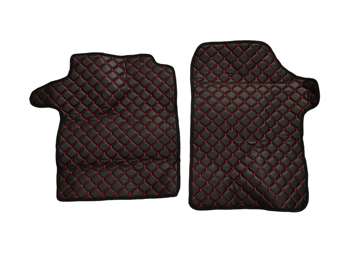 Δερμάτινα πατάκια δαπέδου – κατάλληλο για Mercedes Vito III 2014-, μαύρα με κόκκινες ραφές