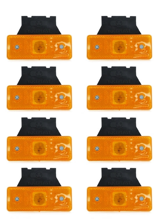 Feu de gabarit latéral LED jaune, 12/24 V, 4 LED, 110×42×6 mm avec support