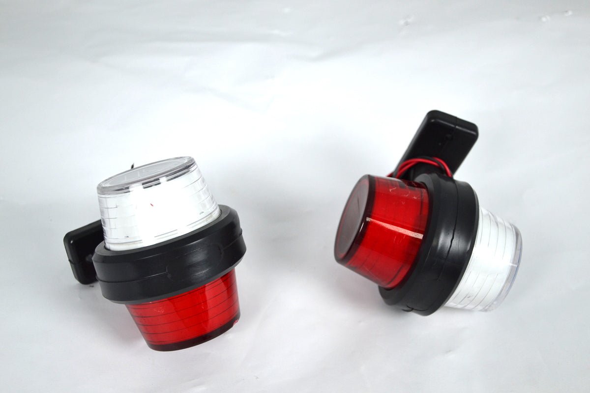 Feu de gabarit latéral néon – type corne courte, rouge/blanc, adapté pour logo Renault, 12/24 V, 110 x 90 mm, embase caoutchouc 720 mm