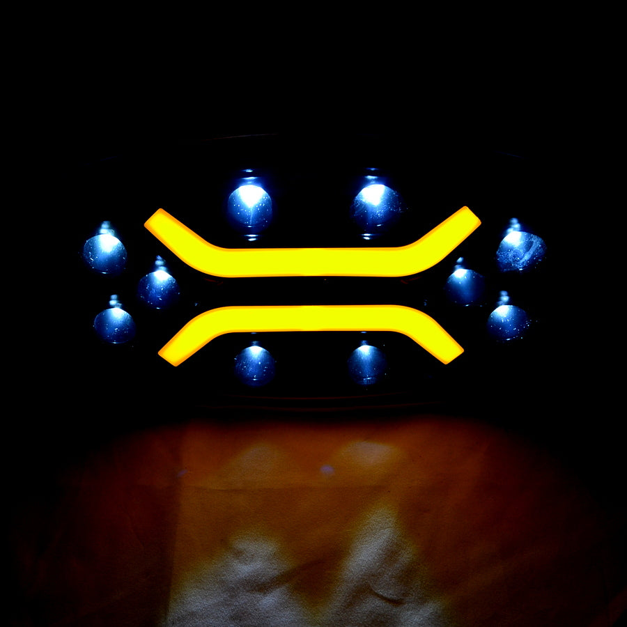 Feu ovale combiné halogène et DRL, 12/24 V, 10 LED, 250×140×70 mm