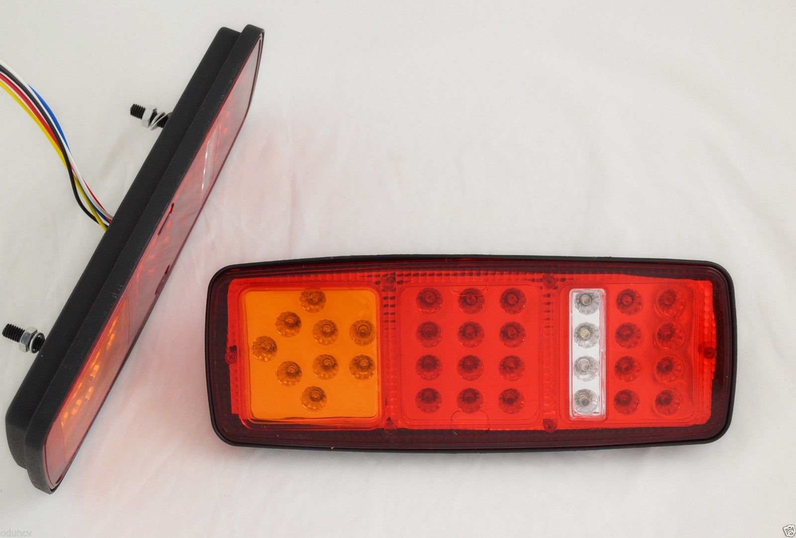 Jeu de feux arrière à LED, petits feux arrière 3 sections avec lentille blanche, lot de 2