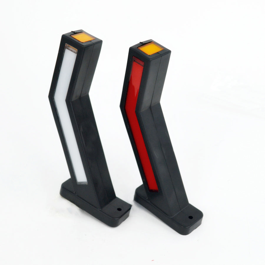 Feux de gabarit latéraux néon à LED triples, angle droit, longs, rouge/blanc/jaune, 12/24 V, lot de 2