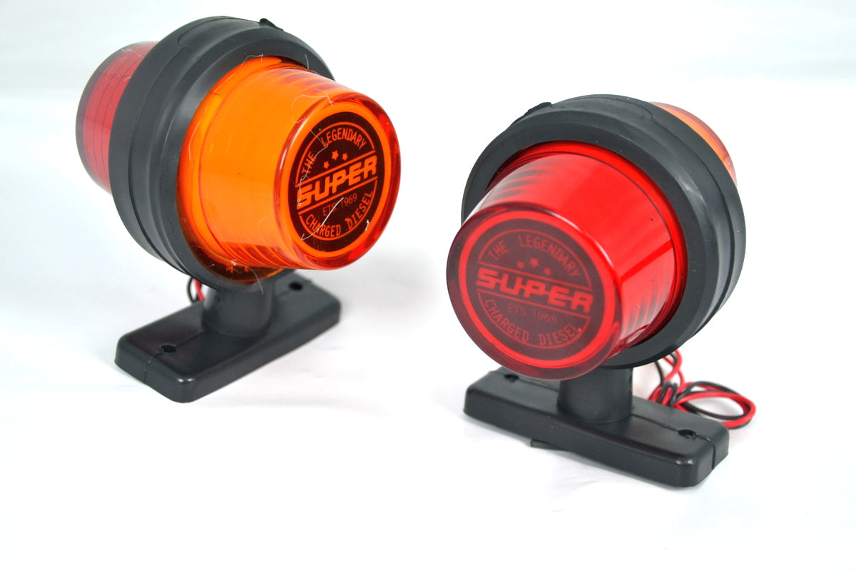 Feu de gabarit latéral maxi néon rouge/jaune avec embase en caoutchouc 720 mm, 12/24 V