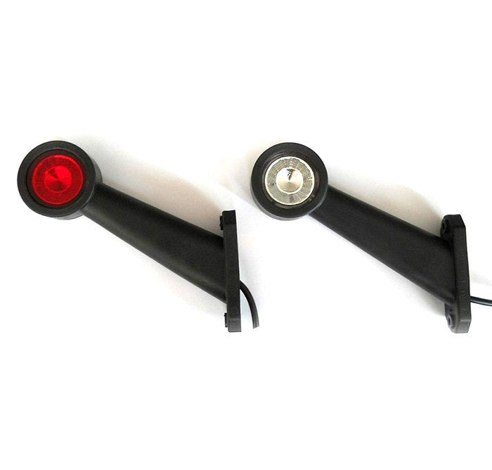 Feu de gabarit latéral LED, long incliné rouge/blanc, 12/24 V, montage côté gauche