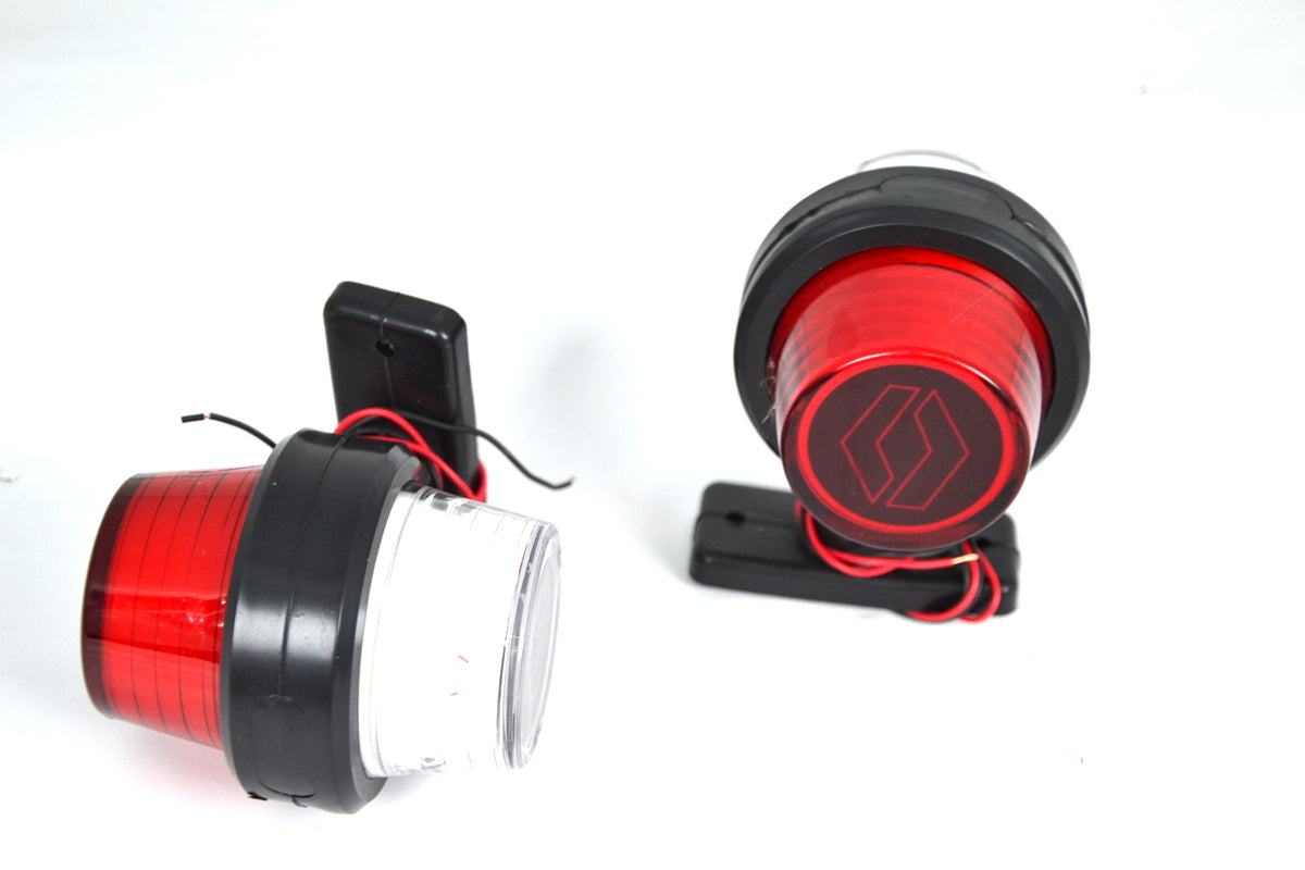 Feu de gabarit latéral néon – type corne courte, rouge/blanc, adapté pour logo Renault, 12/24 V, 110 x 90 mm, embase caoutchouc 720 mm