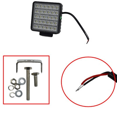 Projecteur de travail LED carré, 30 W, 30 LED, 11 cm, 12/24 V, avec interrupteur marche/arrêt