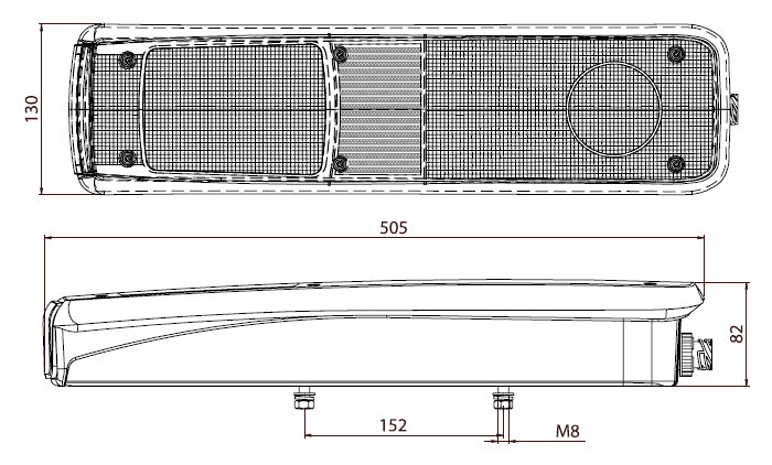 Rechte hintere Kombinations-Rückleuchte – geeignet für Renault Premium, kompatibel mit Volvo, kompatibel mit DAF, 500×130×90 mm, AMP-Steckverbinder