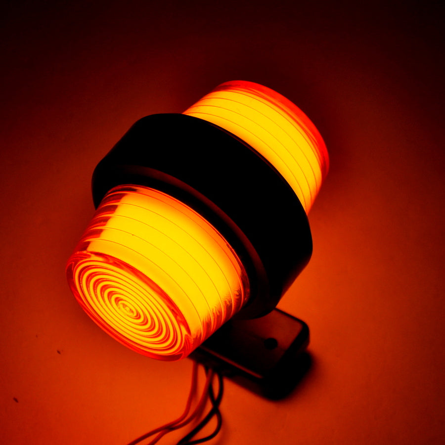 Feu de gabarit latéral à corne courte néon 12/24 V jaune/jaune 110 x 90 mm avec base en caoutchouc 720 mm