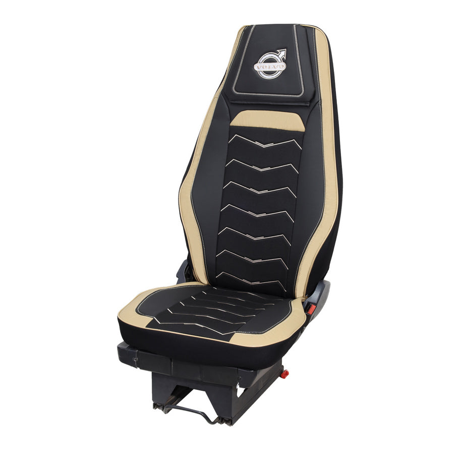 Housses de siège adaptées pour Volvo FH4 Euro 6 – cuir et Alcantara noir et beige