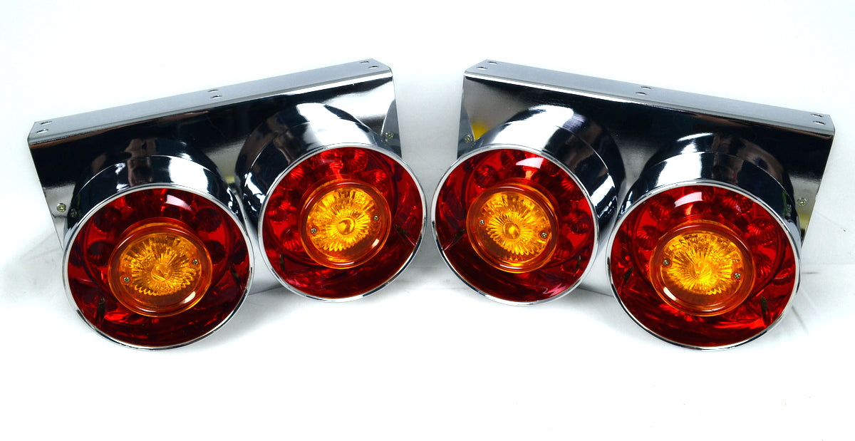 Комплект LED хромирани задни светлини – два кръгли фара